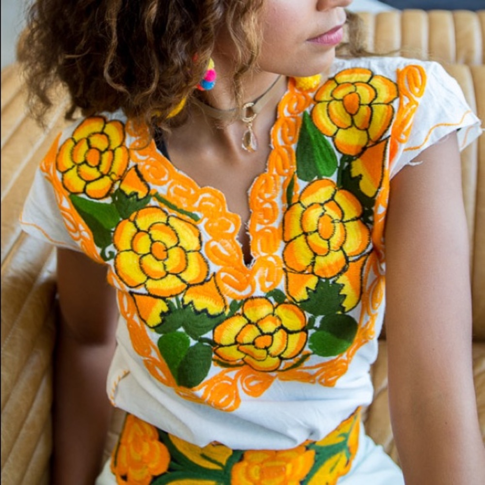 Embroidered Mexican/Frida Kahlo Top