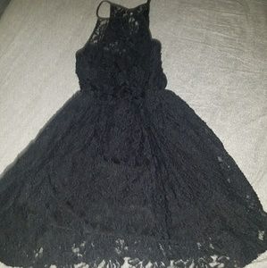 Black lace halter dress