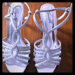 Jeweled Silver Heels