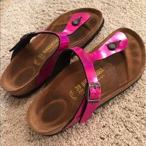 Pink Holographic Birkenstock Gizeh's - size 39