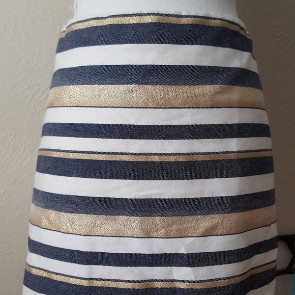 J. Crew Dresses & Skirts - J. Crew Gold/Navy/White Stripes Mini Skirt