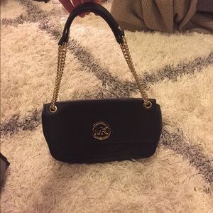 Michael Kors black leather bag gold hardware