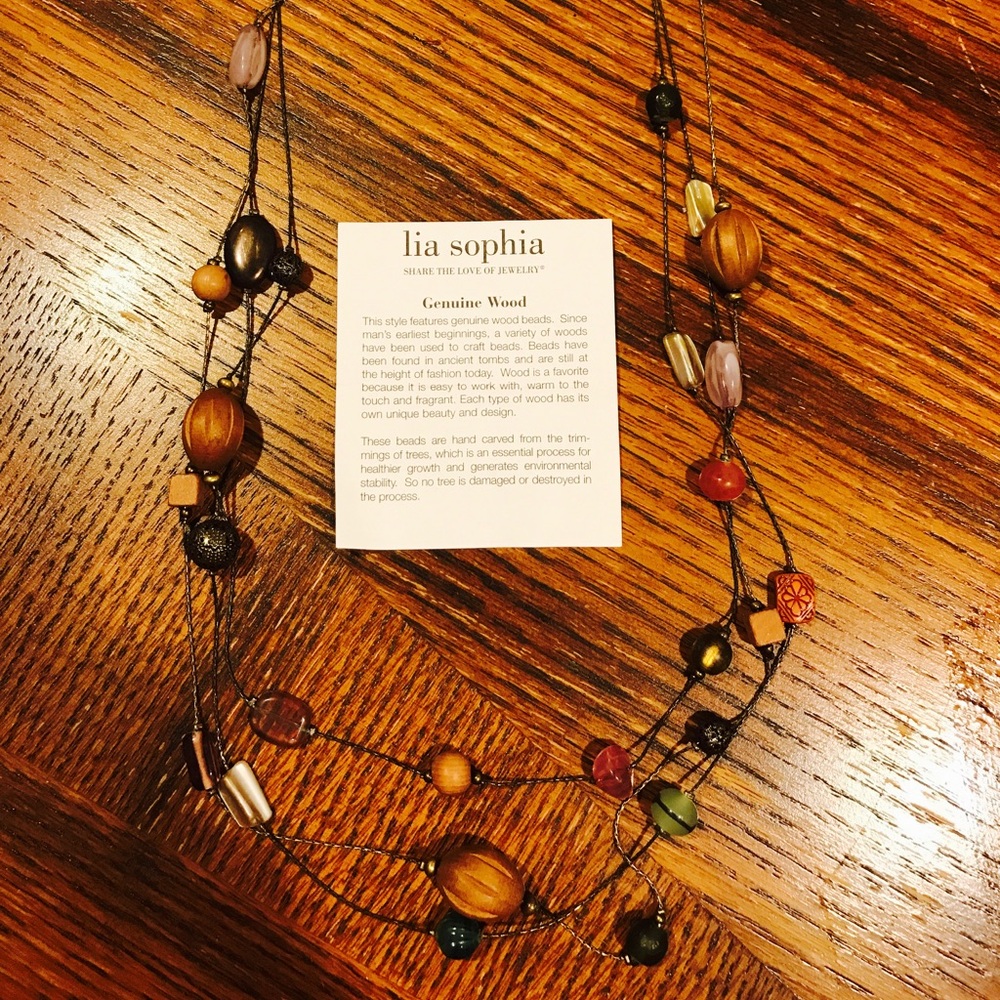Lia Sophia NWT genuine wood necklace