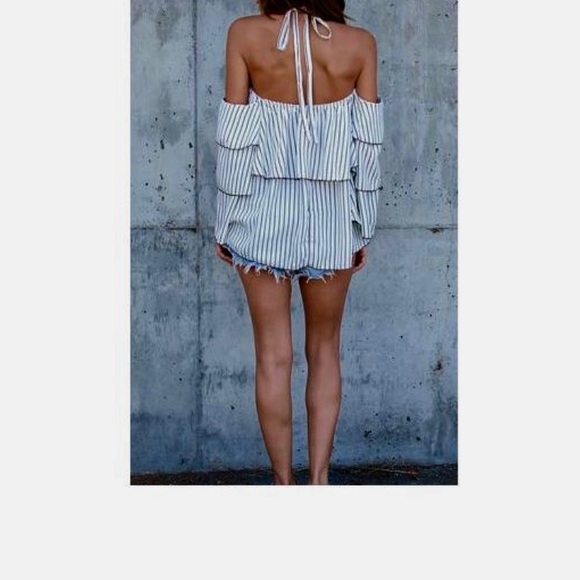 ‘Nina’ Off the shoulder flounce backless tie top - Picture 3 of 3