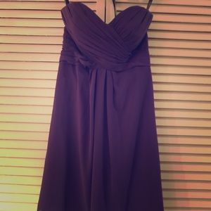 Purple Strapless Chiffon Dress