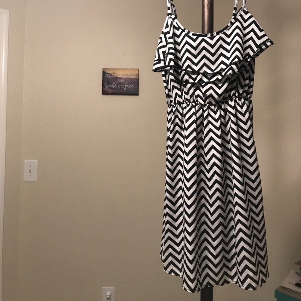 Black and white striped dress