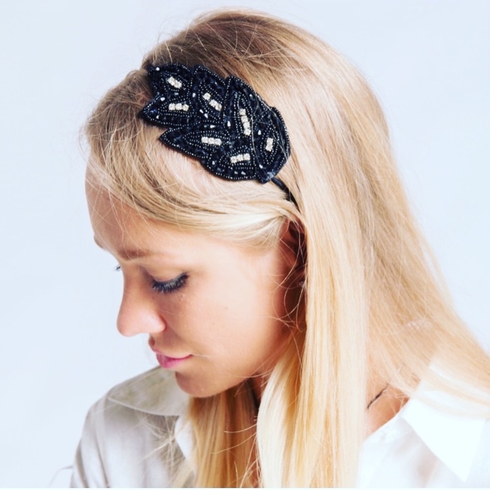 LAST 2! Black beaded headband