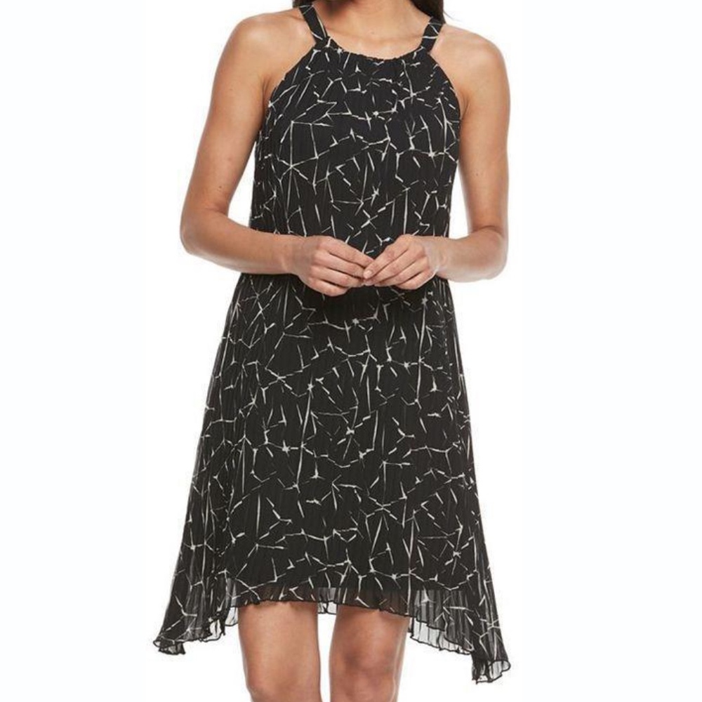 Apt. 9 Pleated Shark-Bite Chiffon Shift Dress NWT