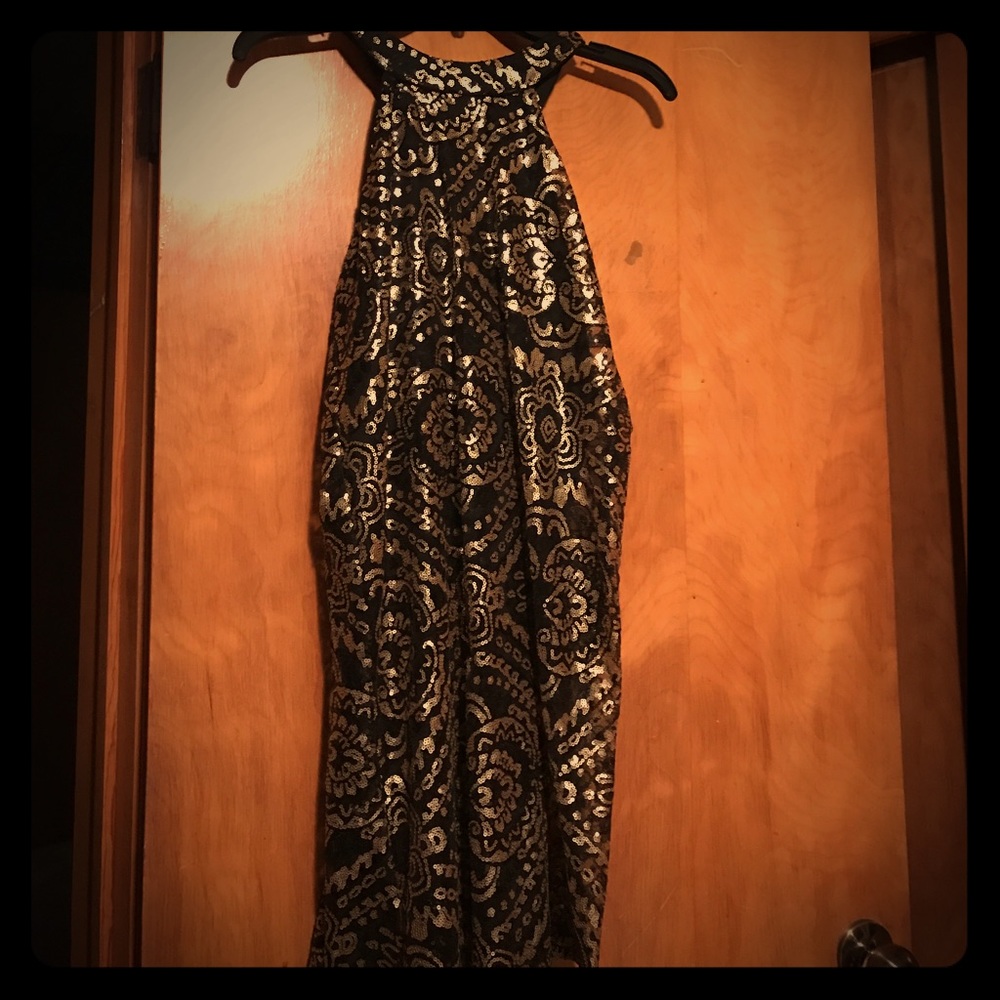 Fabulous black and gold sequin cocktail dress