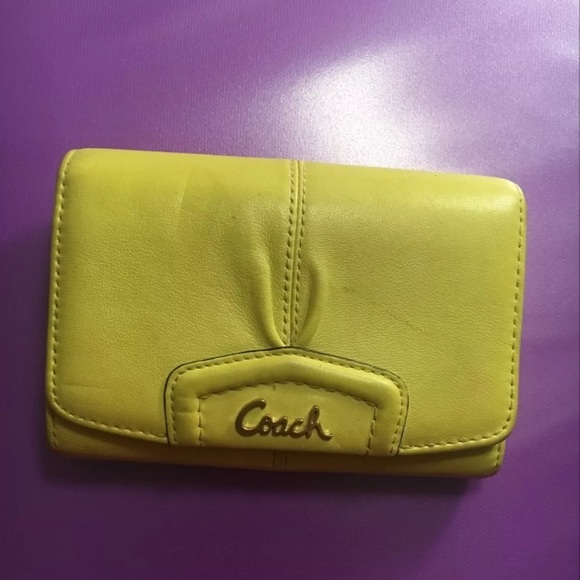 Coach Handbags - Yellow Trifold Leather Coach Wallet