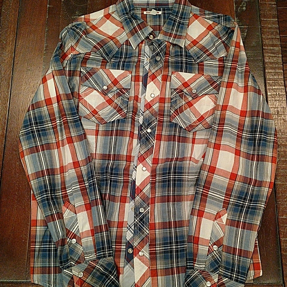 Mens true religion pearl snap button up shirt