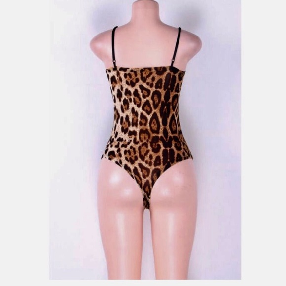 ‘Geneva’ Leopard lace up tie up one piece bodysuit - Picture 4 of 5