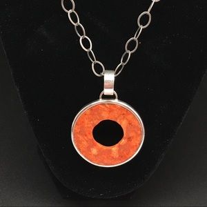 Silpada Coral Circle Pendant Necklace