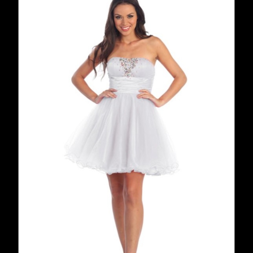Gorgeous White Strapless Cocktail Dress.
