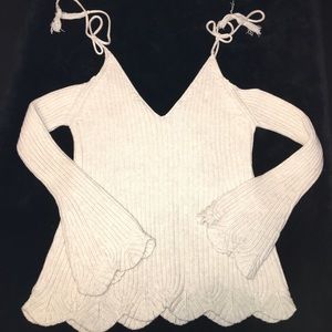 Cold shoulder knit sweater