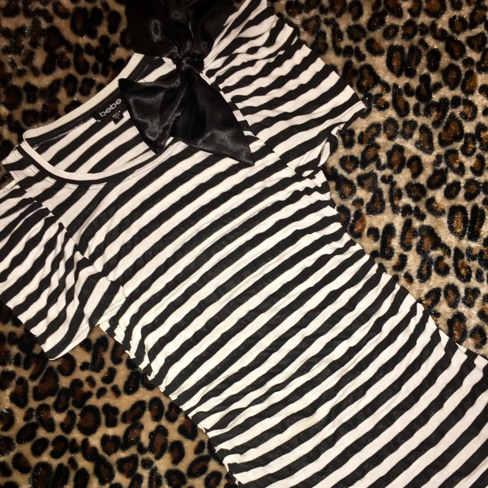 Bebe Cold Shoulder Striped Shirt