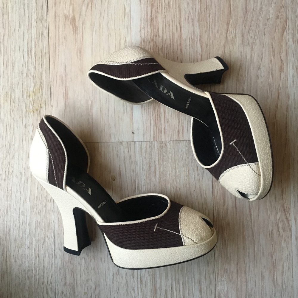 Vintage PRADA D'Orsay Peep Toe Heels