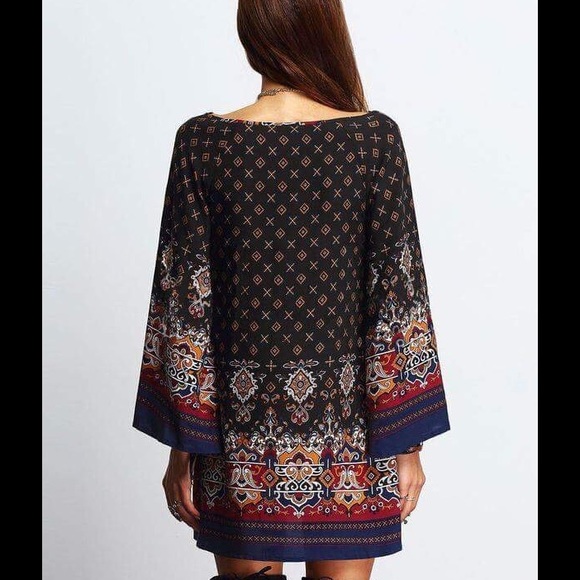 🆕 Euro Vintage Print Crew Neck Dress NIP - Picture 3 of 4