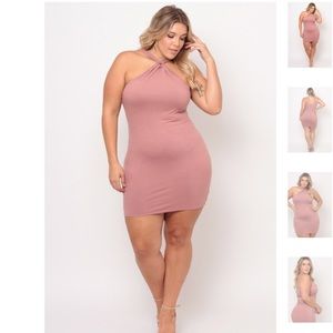 Light pink cross neck dress