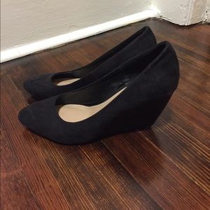 Black suede wedges