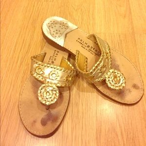 Palm Beach Leather Sandals in Platinum/Gold Size 8