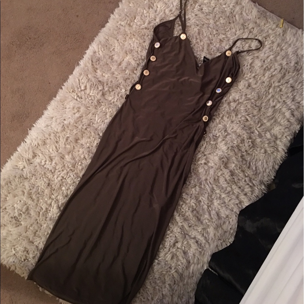 Olive green Dress w/ Large Gold Buttons
