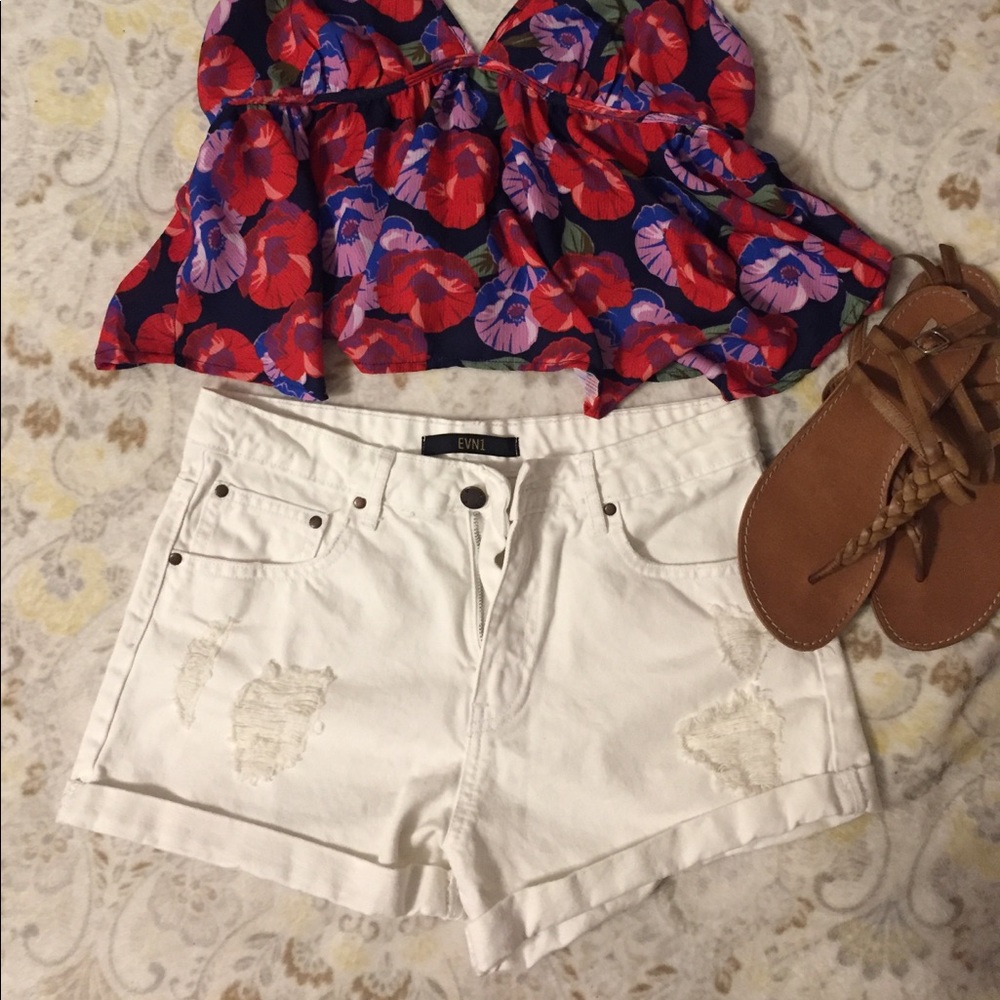 White Jean Shorts