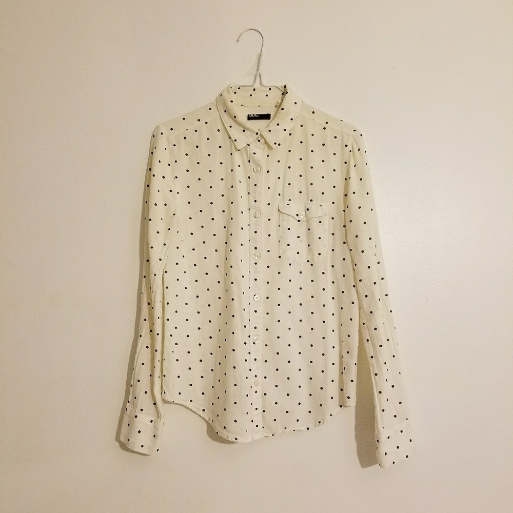 BDG Oxford Boyfriend Shirt White Polka dot