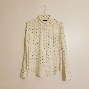 BDG Oxford Boyfriend Shirt White Polka dot