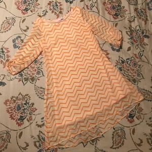 Orange and white chevron dress