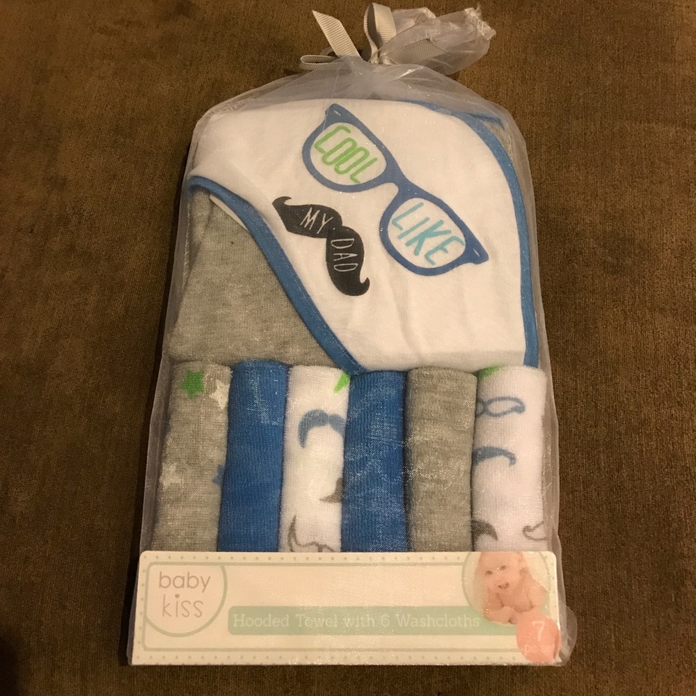 Baby Kiss Hooded Towel 6 Pack Washcloths