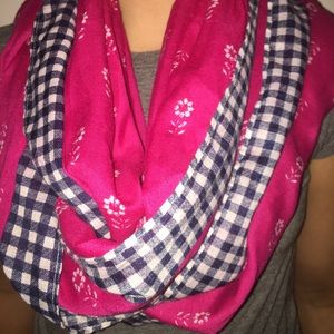 Blue and pink infinity scarf