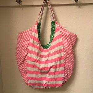 Victoria's Secret reversible stripe pink&green bag