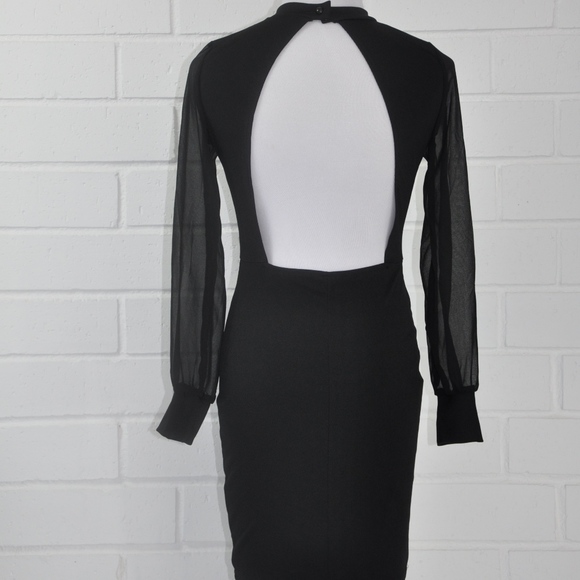 Black Sheer Long Sleeve mini Dress - Picture 4 of 4