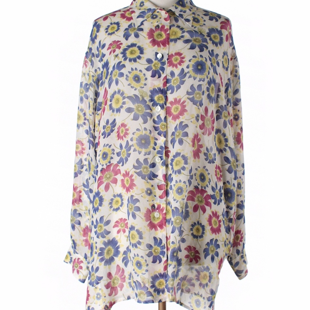 Salvatore Ferragamo Floral Button Down Tunic