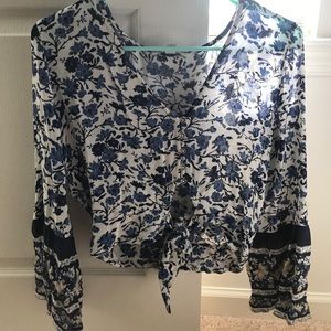 Floral American Eagle Crop Top