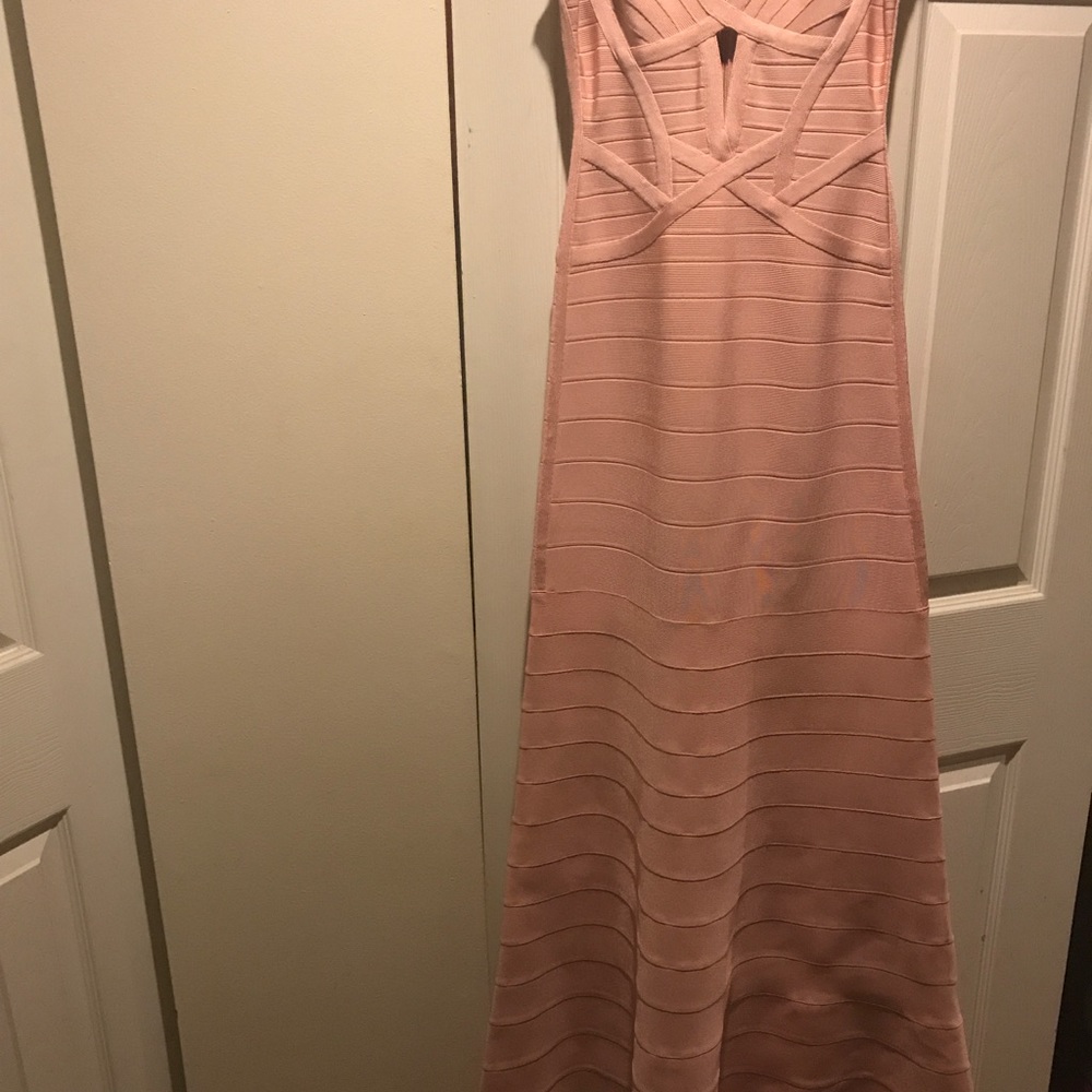 Authentic Blush Pink Herve Leger Gown Dress Size S