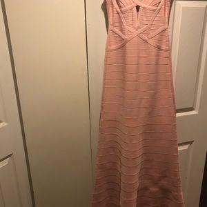 Authentic Blush Pink Herve Leger Gown Dress Size S