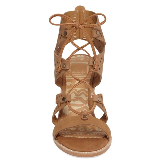 Dolce Vita luci ghillie lace up stacked tan sandal - Picture 5 of 8