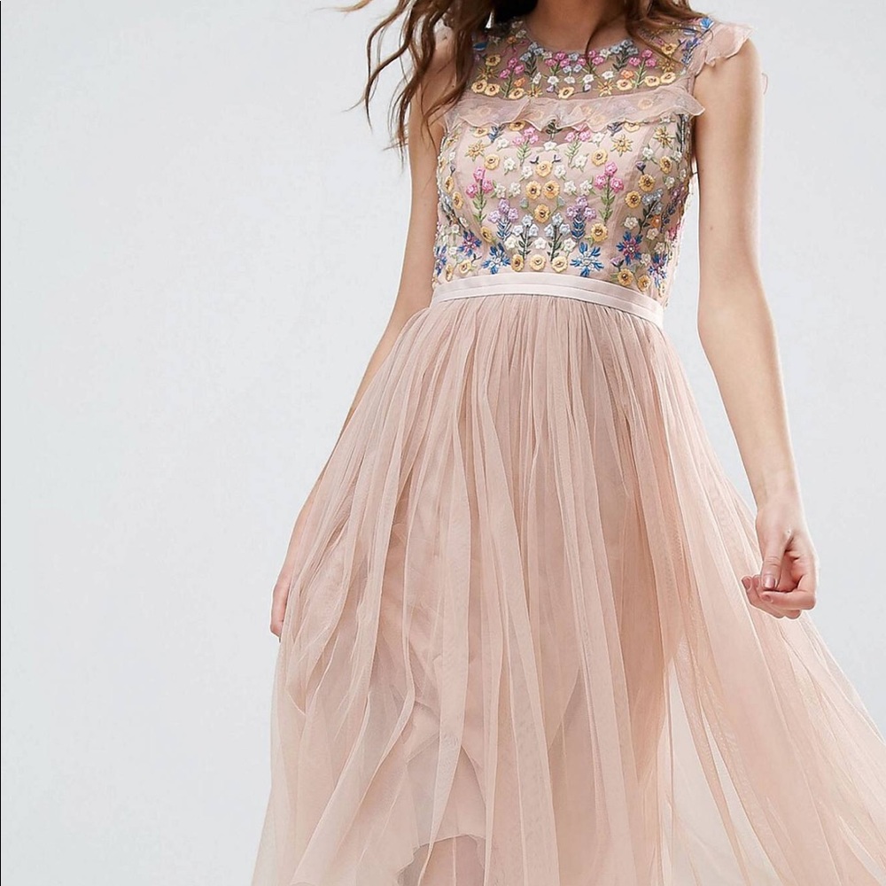 Needle and Thread Floral Embroidery Midi Dress