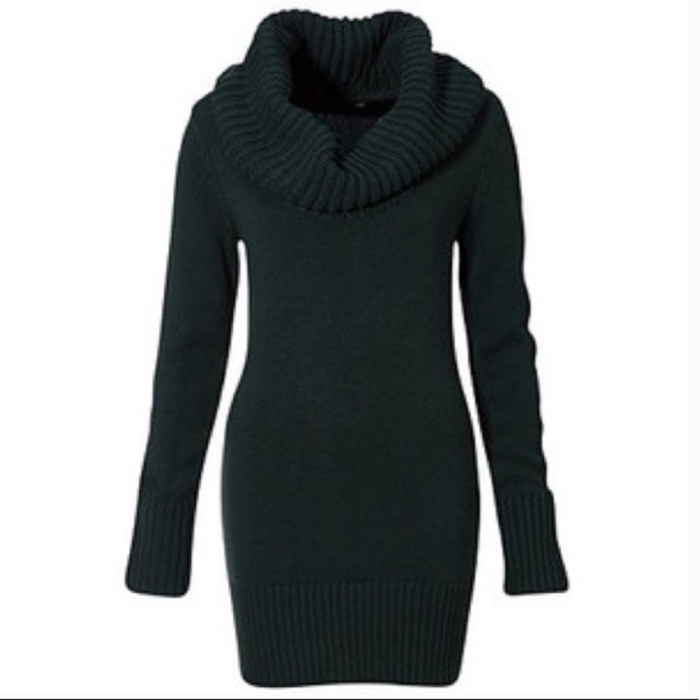 💛H&M Cowl Neck Sweater Dress Hunter Green