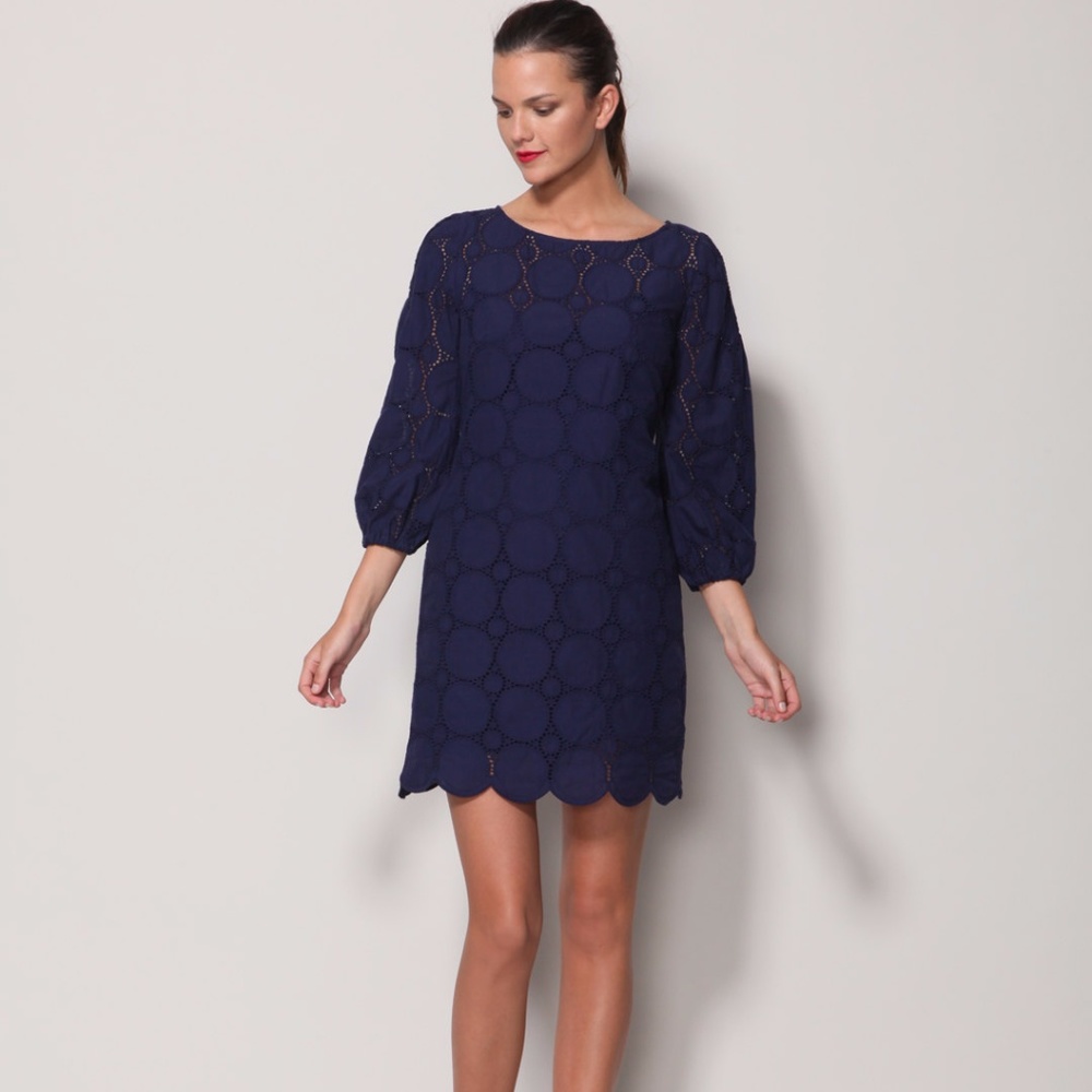 Laundry by Shelli Segal Navy Eyelet Dress - NEW
