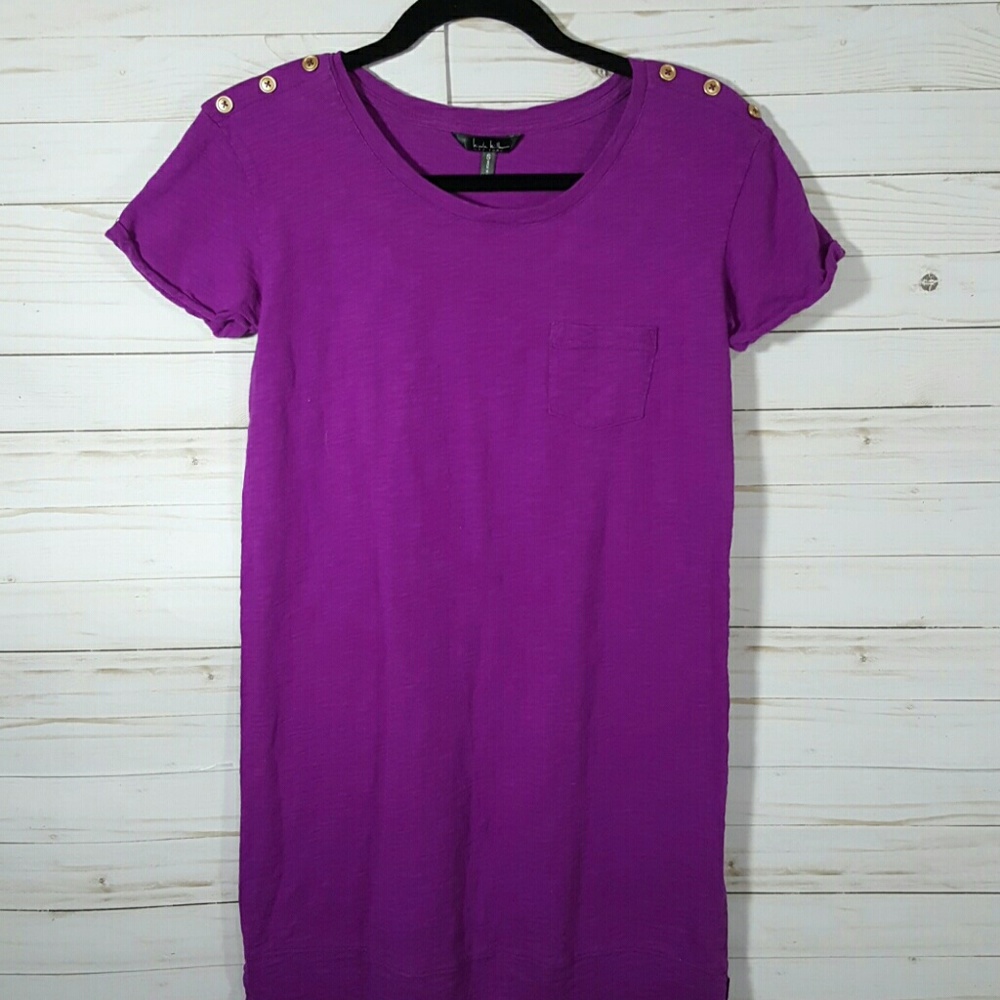 Nicole Miller Purple T-Shirt Dress Size S