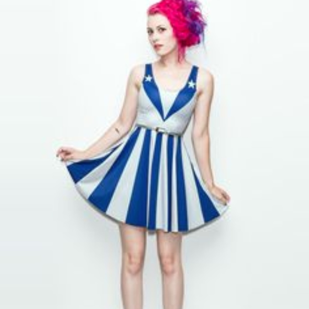 Gold Bubble Patriot Dress White Variant A Line