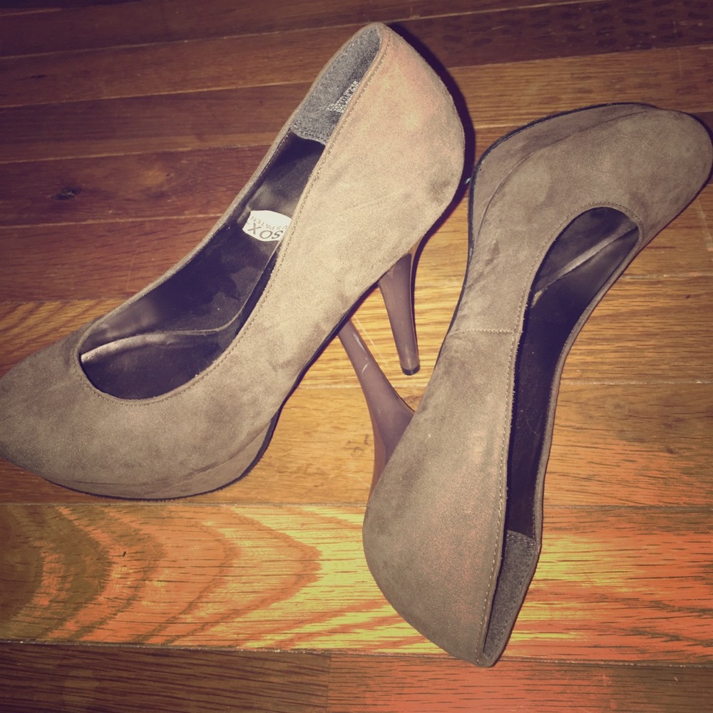 Brown suede high heels