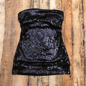 XOXO strapless black sequined top