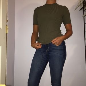 Olive green high neck shirt H&M
