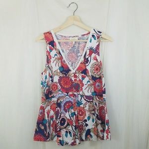 Anthropologie Deletta Peplum Floral Tank