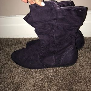 Purple slouchy boots