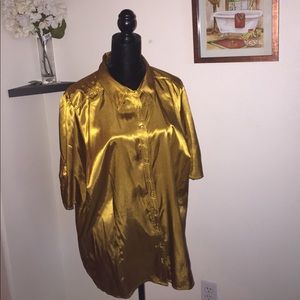 Gold Short Sleeve Blouse!